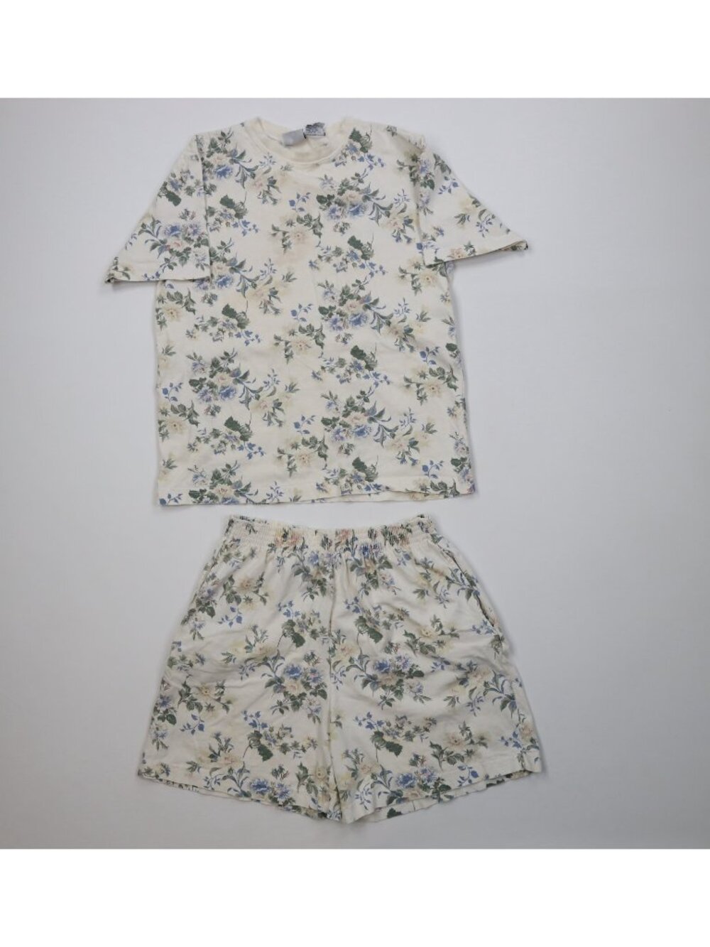 Vtg 90s Country Primitive Womens Petite Medium 2 Piece Flower Pajamas Pjs Outfit
